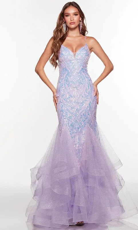 Alyce Paris 61404 - V-Neck Ruffled Mermaid Prom Gown