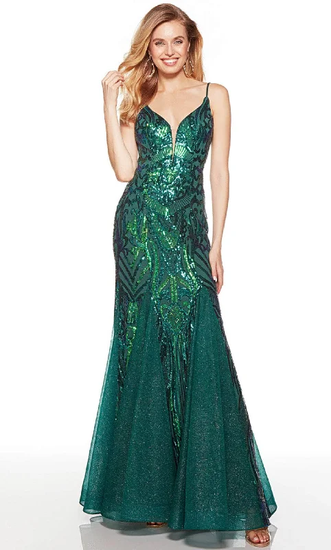 Alyce Paris 61420 - Plunging V-Neck Godets Prom Gown