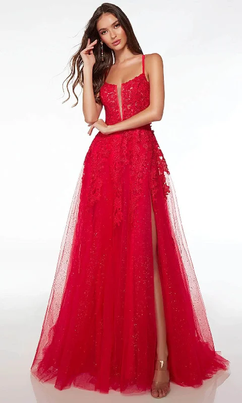 Alyce Paris 61477 - Strappy Back Glitter Lace Prom Gown