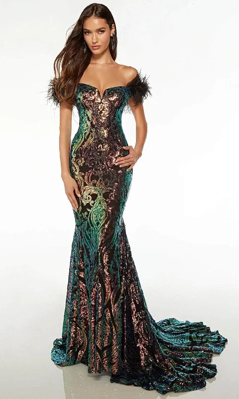 Alyce Paris 61595 - Feather Detailed Fitted Bodice Prom Gown