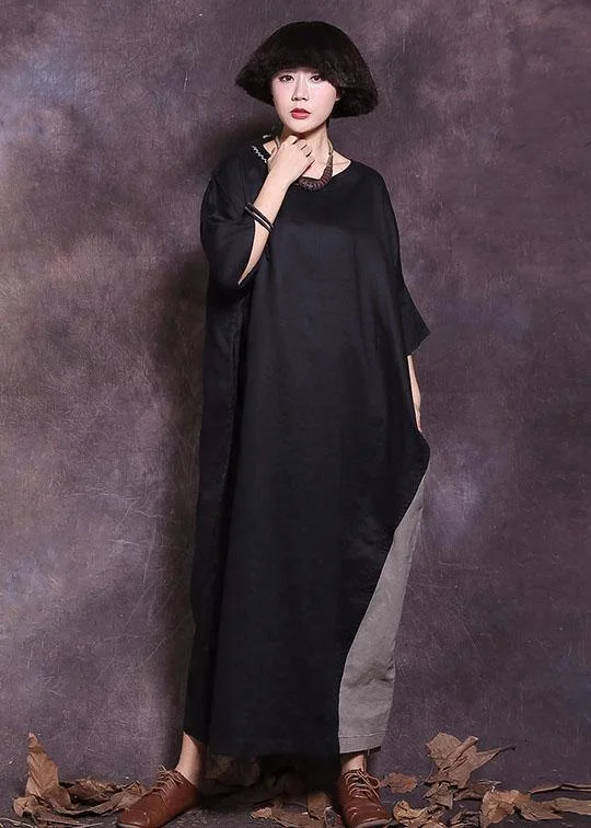 Beautiful half sleeve cotton clothes Women Tutorials black Traveling Dress summer