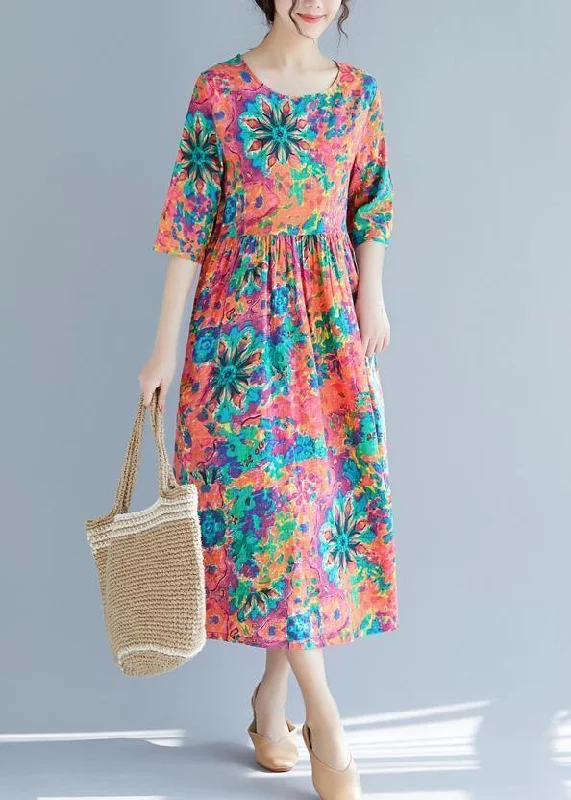 Italian o neck Half sleeve cotton tunics for women Metropolitan Museum Fabrics red print Dress Summer Italian o neck Half sleeve cotton tunics for women Metropolitan Museum Fabrics red print Dress Summer
