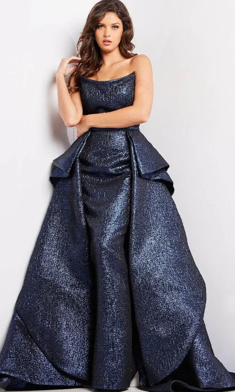 Jovani 09481 - Scoop Neck Metallic Evening Gown