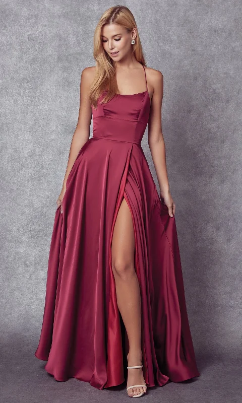 Strappy-Back Simple Long A-Line Prom Dress 278