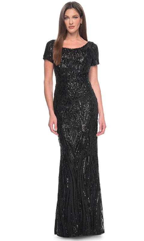 La Femme 31852SC - Patterned Sequin Scoop Formal Dress
