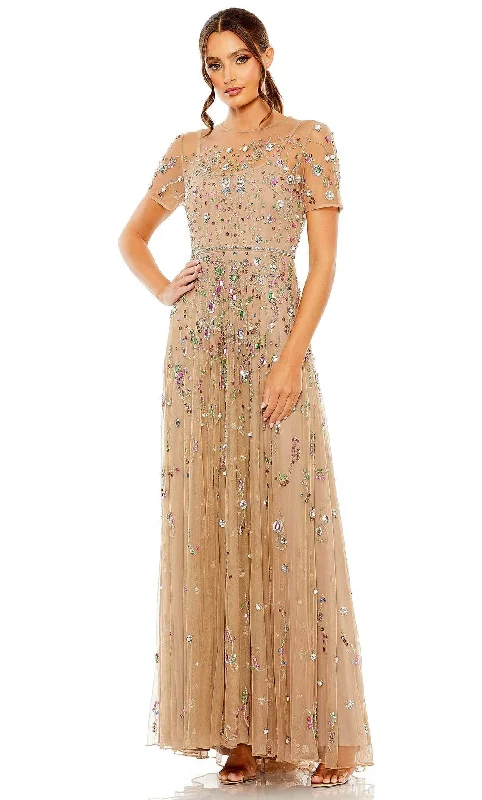 Mac Duggal 93924 - A-line Stone-Detailed Mesh Gown