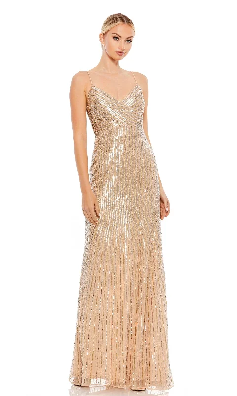 Cascading-Sequins Long Gold Prom Dress 10817