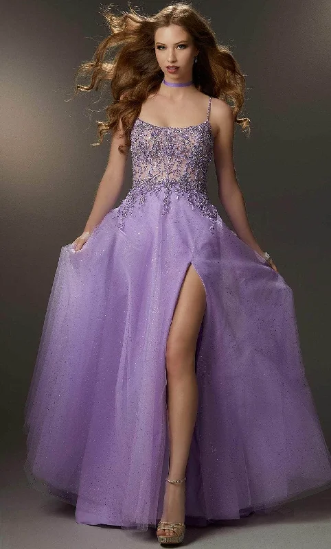 Mori Lee 48028 - Scoop Neck High Slit Gown