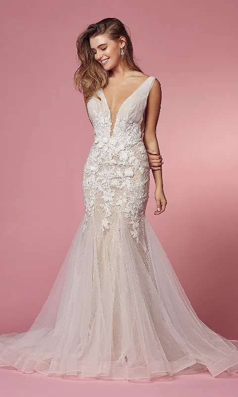 White Lace Formal Mermaid Bridal Gown