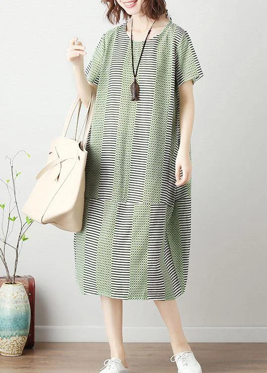 Organic patchwork Cotton tunic dress Work light green Dresses summer