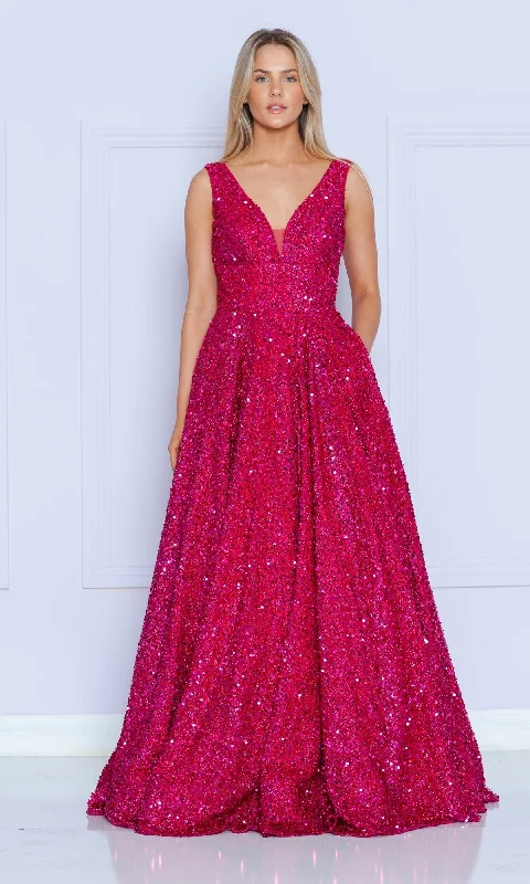 Long Black Sequin A-Line Prom Dress 9168
