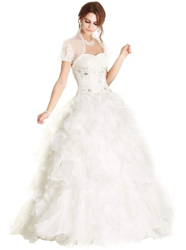 Trevi Collection - Ornate Ruffled Quinceanera Ballgown With Bolero